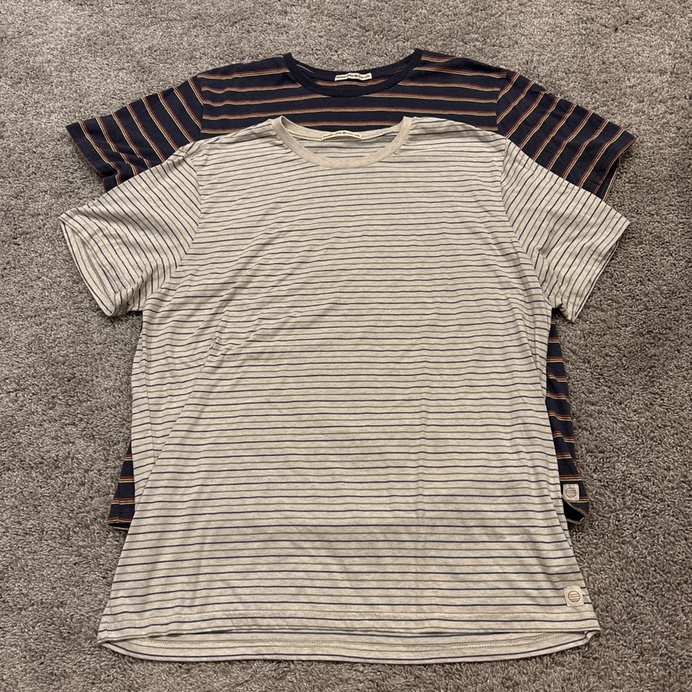 LOT OF 2 Marine Layer T Shirt Womens Size L / XL Blue Striped Short Sleeve